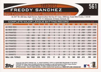 2012 Topps - Gold #561 Freddy Sanchez Back