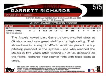 2012 Topps - Gold #575 Garrett Richards Back