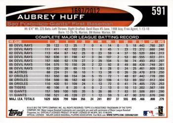 2012 Topps - Gold #591 Aubrey Huff Back