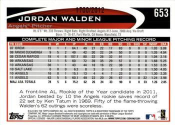 2012 Topps - Gold #653 Jordan Walden Back