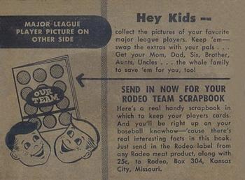 1955 Rodeo Meats Kansas City Athletics #NNO Lou Sleater Back