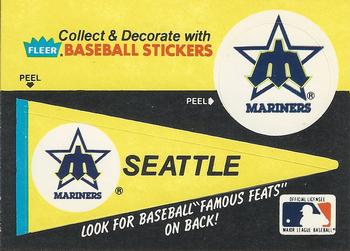 1986 Fleer - Team Stickers #NNO Seattle Mariners Pennant Front