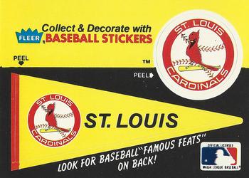 1986 Fleer - Team Stickers #NNO St. Louis Cardinals Pennant Front