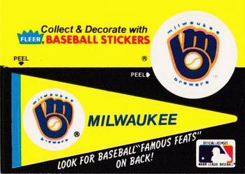 1986 Fleer - Team Stickers #NNO Milwaukee Brewers Pennant Front