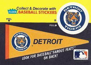 1986 Fleer - Team Stickers #NNO Detroit Tigers Pennant Front