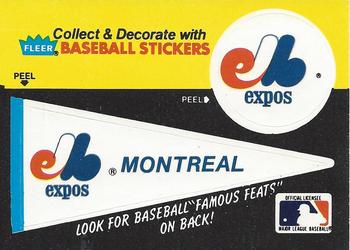1986 Fleer - Team Stickers #NNO Montreal Expos Pennant Front