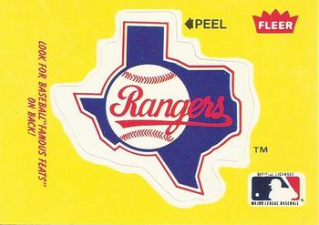 1986 Fleer - Team Stickers #NNO Texas Rangers Logo Front