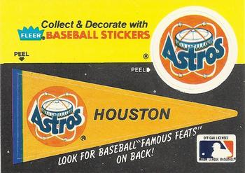 1986 Fleer - Team Stickers #NNO Houston Astros Pennant Front