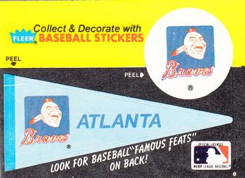 Collectibles VINTAGE 1986 Fleer Atlanta Braves Logo Collectors Team  Stickers Mnt Memorabilia Sports Collectibles