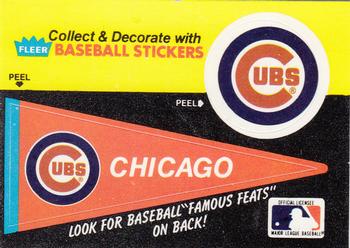 1986 Fleer - Team Stickers #NNO Chicago Cubs Pennant Front