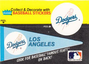 1986 Fleer - Team Stickers #NNO Los Angeles Dodgers Pennant Front