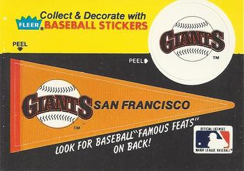 1986 Fleer - Team Stickers #NNO San Francisco Giants Pennant Front