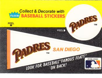 1986 Fleer - Team Stickers #NNO San Diego Padres Pennant Front