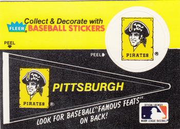 1986 Fleer - Team Stickers #NNO Pittsburgh Pirates Pennant Front