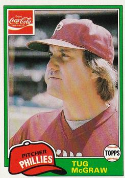 1981 Topps Coca-Cola Philadelphia Phillies #7 Tug McGraw Front