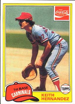 1981 Topps Coca-Cola St. Louis Cardinals #3 Keith Hernandez  Front