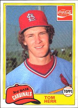 1981 Topps Coca-Cola St. Louis Cardinals #4 Tom Herr  Front