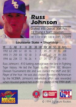 1994 Signature Rookies Draft Picks - Bonus Signatures #NNO Russ Johnson Back