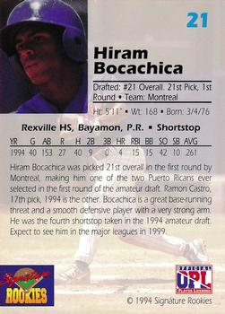 1994 Signature Rookies Draft Picks - Signatures #21 Hiram Bocachica Back