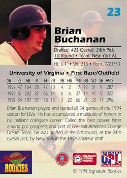 1994 Signature Rookies Draft Picks - Signatures #23 Brian Buchanan Back