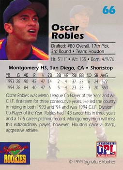 1994 Signature Rookies Draft Picks - Signatures #66 Oscar Robles Back