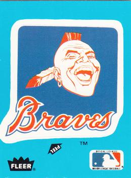 1985 Fleer - Team Stickers Small Print #NNO Atlanta Braves Logo Front