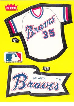 1985 Fleer - Team Stickers Small Print #NNO Atlanta Braves Jersey Front