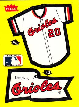 1985 Fleer - Team Stickers Small Print #NNO Baltimore Orioles Jersey Front