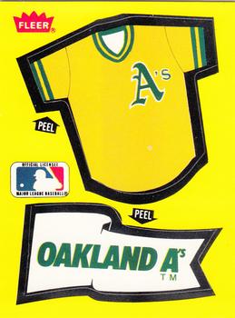1985 Fleer - Team Stickers Small Print #NNO Oakland A's Jersey Front