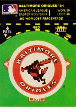 1982 Fleer - Team Stickers #NNO Baltimore Orioles Baseball Diamond Front