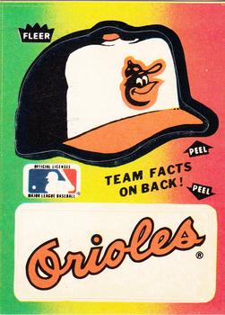 1984 Fleer - Team Stickers #NNO Baltimore Orioles Cap Front
