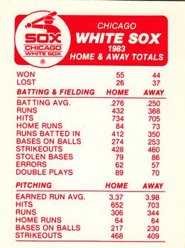 1984 Fleer - Team Stickers #NNO Chicago White Sox Cap Back