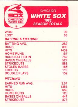 1984 Fleer - Team Stickers #NNO Chicago White Sox Logo Back