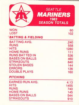 1984 Fleer - Team Stickers #NNO Seattle Mariners Logo Back