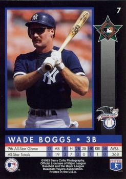 1993 Barry Colla All-Star Game #7 Wade Boggs Back