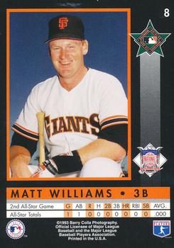 1993 Barry Colla All-Star Game #8 Matt Williams Back