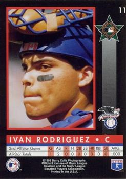 1993 Barry Colla All-Star Game #11 Ivan Rodriguez Back