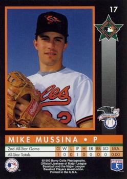 1993 Barry Colla All-Star Game #17 Mike Mussina Back