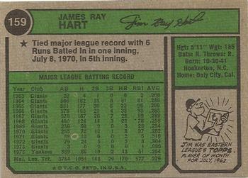 1974 Topps #159 Jim Ray Hart Back