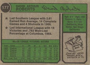 1974 Topps #177 Dave Roberts Back