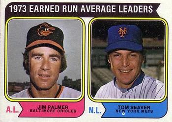 1974 Topps #206 1973 Earned Run Average Leaders (Jim Palmer / Tom Seaver) Front