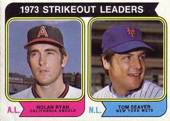 1974 Topps #207 1973 Strikeout Leaders (Nolan Ryan / Tom Seaver) Front