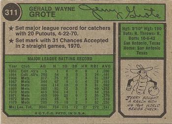 1974 Topps #311 Jerry Grote Back