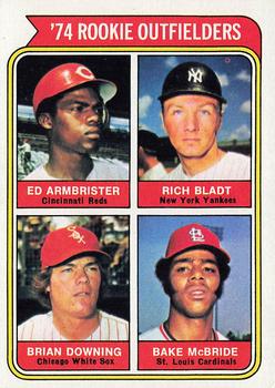 1974 Topps #601 1974 Rookie Outfielders (Ed Armbrister / Rich Bladt / Brian Downing / Bake McBride) Front
