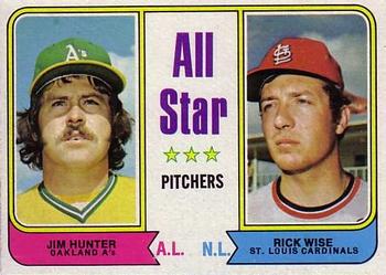 1974 Topps #339 All-Star Pitchers (Jim Hunter / Rick Wise) Front
