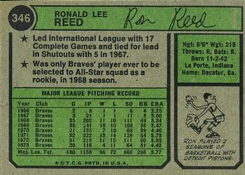 1974 Topps #346 Ron Reed Back