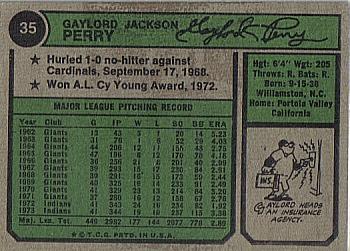 1974 Topps #35 Gaylord Perry Back