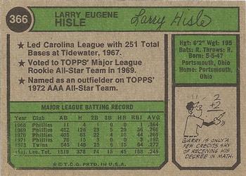 1974 Topps #366 Larry Hisle Back