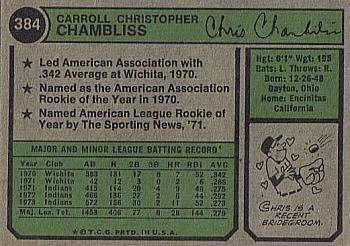 1974 Topps #384 Chris Chambliss Back