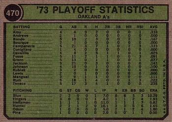 1974 Topps #470 1973 A.L. Playoffs Back